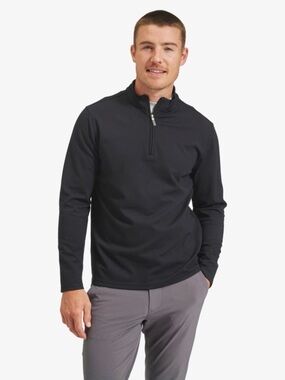 Mizzen+Main Mens Black Quarter Zip Pullover Stretch Performance Top Sz XXL